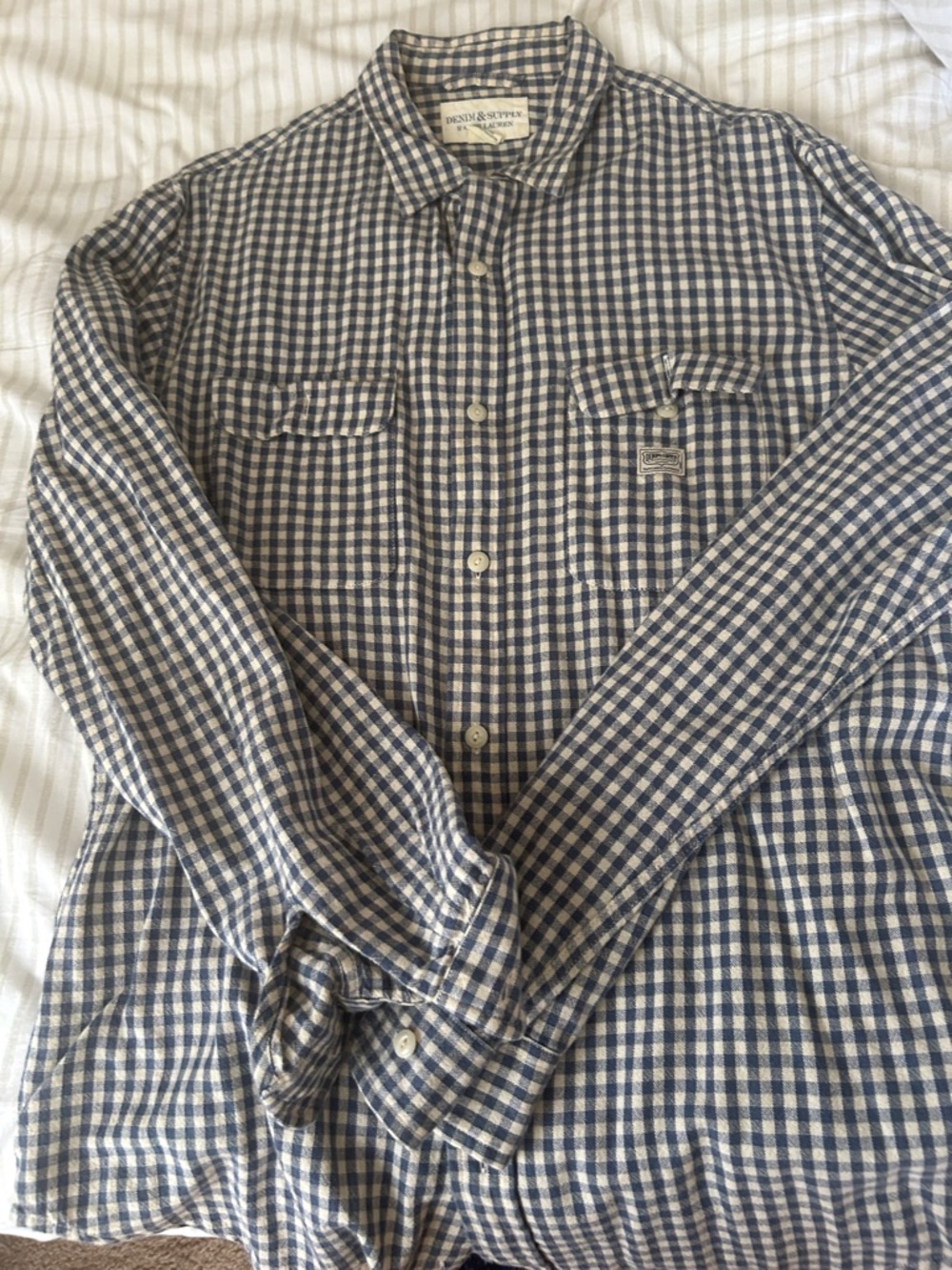 Denim & Supply Ralph Lauren Blue and White Gingham Button-Down Shirt